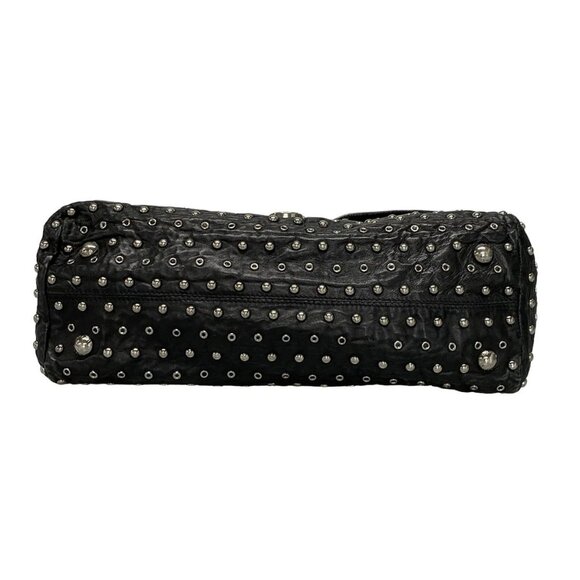 Auth PRADA - BR4344 Black Silver Leather Hardware Handbag - Picture 5 of 16